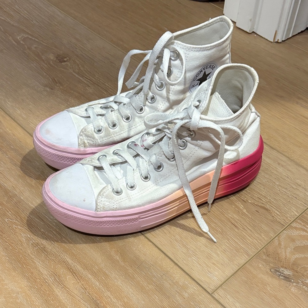 Converse Women's High-Top Sneakers - White and Pink Gradient